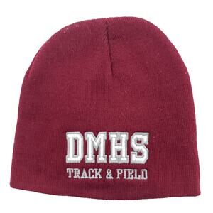 DMHS Track and Field Beanie Knit Hat Otto Collection Acrylic Red One Size